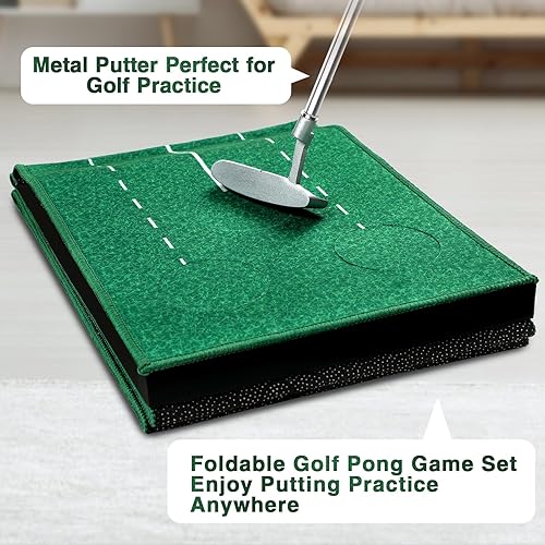 Miniatura 2 de Wekin Juego de putting green para interiores, juego de golf con putter de metal y pelotas de golf, tapete de entrenamiento para patio trasero,