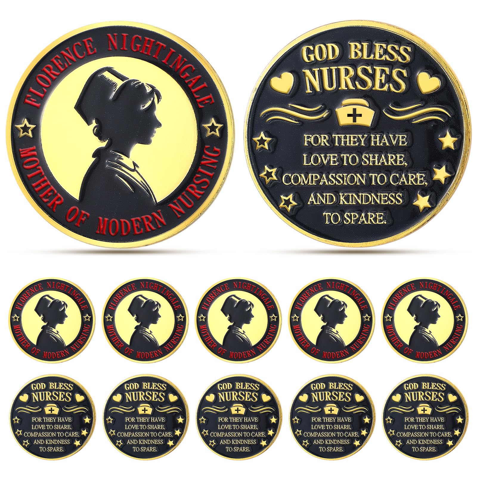 WinnerWhy 10 Pcs Nurse Challenge Coins Nurse Prayer Coins God Bless Nurses Keepsake Pocket Token Coin Christmas Appreciation Gifts for Nurses Bulk RN