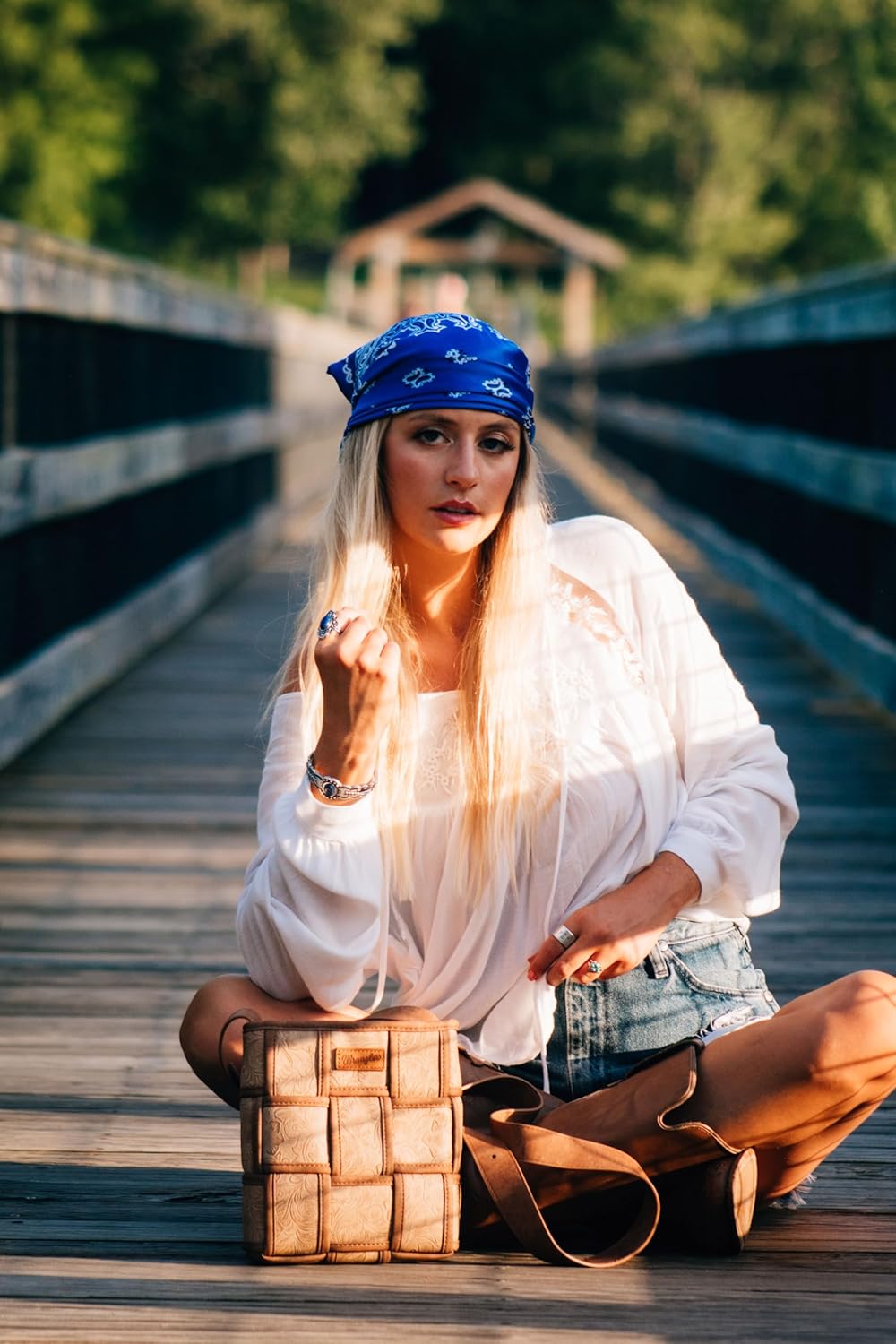 Wrangler Woven Crossbody Bag for Women Vintage Floral Tooled Cross Body Purse - Image 2