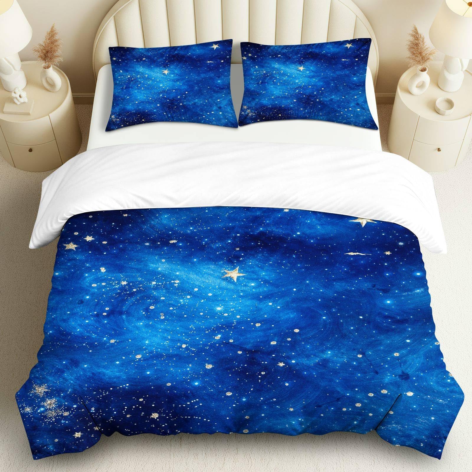 Parure de lit thème espace grand format 264x228cm pour décoration galaxie chambre