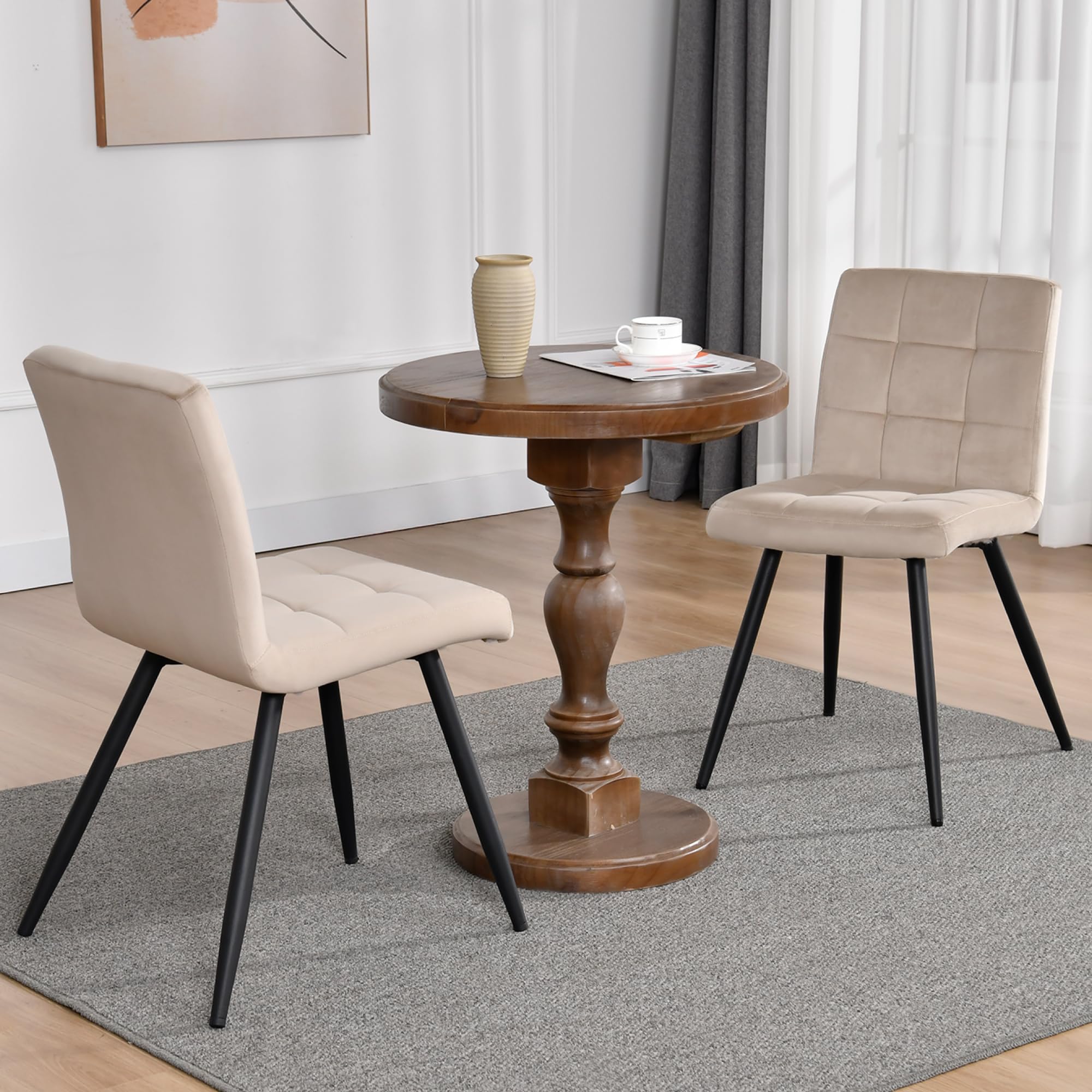 Duhome Sedie da sala da pranzo set 4er set da cucina sedia soggiorno sedia in velluto con schienale, telaio realizzato con design della sedia imbottita in metallo, beige