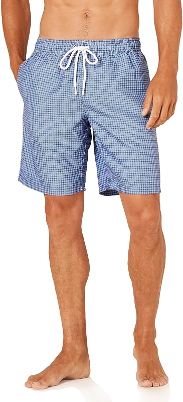 Amazon Essentials Men's 9" Breathable Swim Trunks with Mesh Lining, Elastic Waist, Pockets, Drawstring Closure
