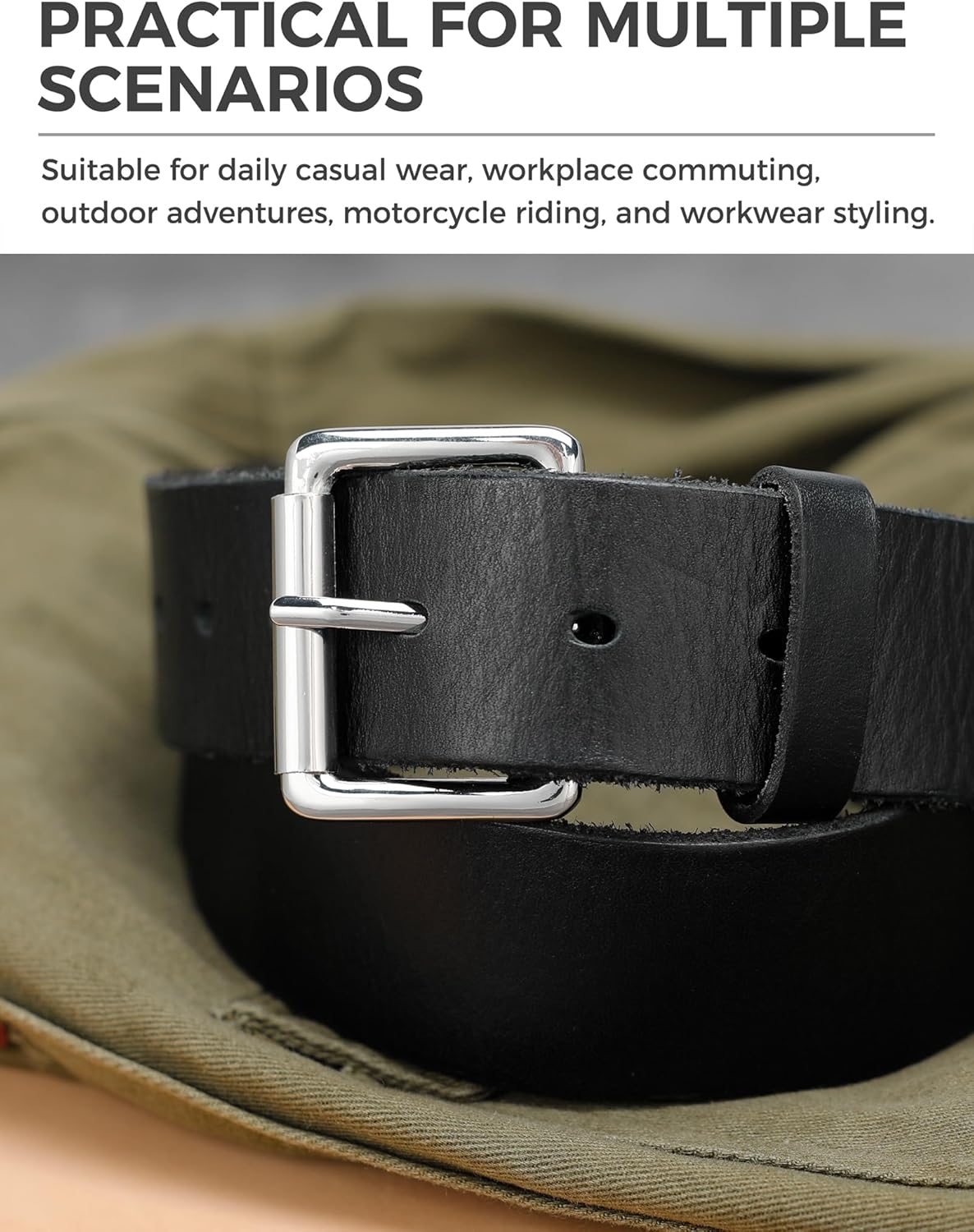 1.5 inch Square Roller Belt Buckle for Men Women Perfect for Jeans Casual Pants Work Pants - Image 4