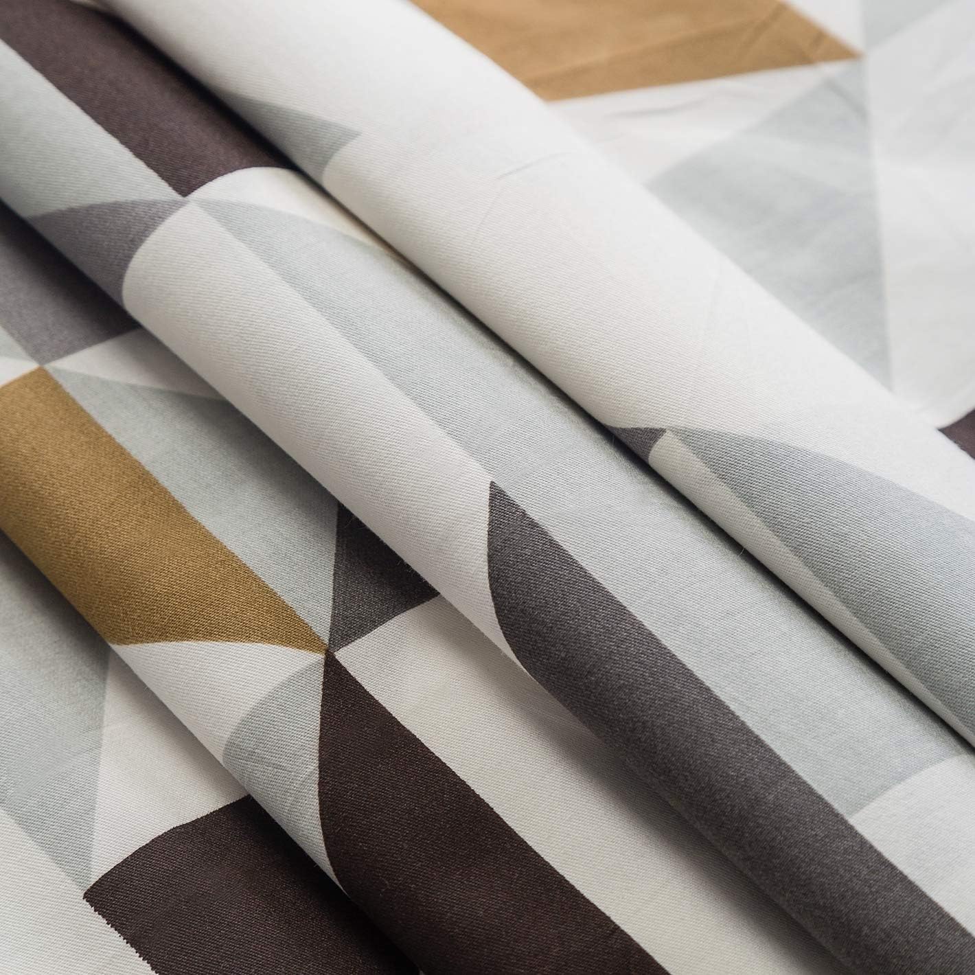 SUSYBAO Colorful Triangle Duvet Cover Queen 100% Cotton 3 Pieces Set 1 Brown Geometric Patterned Duvet Cover with Zipper Ties 2 Pillowcases Modern Grey Patchwork Print Bedding Set Soft - Image 5