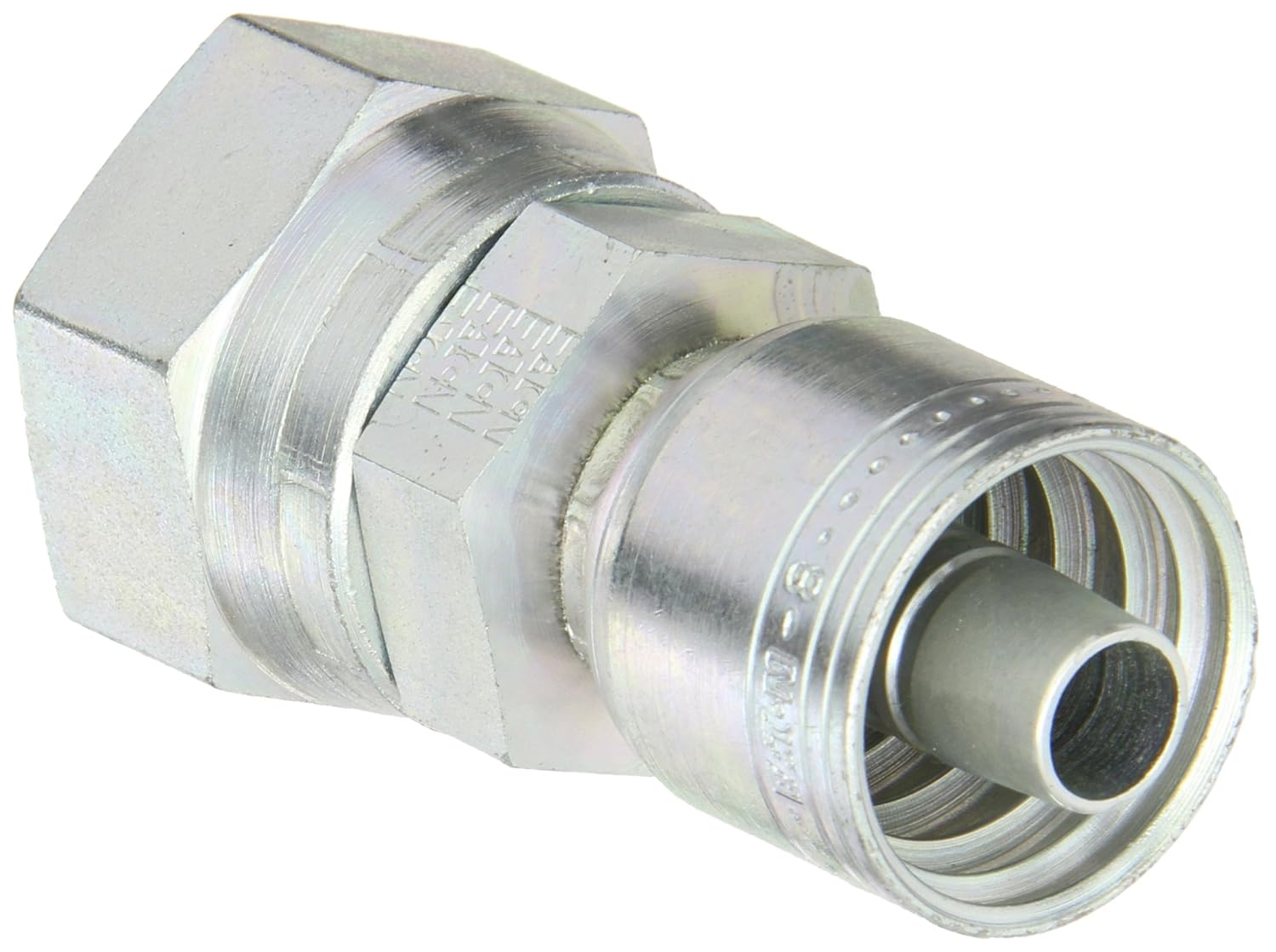 Aeroquip 1AA16FJ8 Carbon Steel Global TTC (Thru the Cover) Crimp Hose Fitting Female JIC Swivel, Straight, 1/2 Hose ID, 1-5/16 - 12 Thread