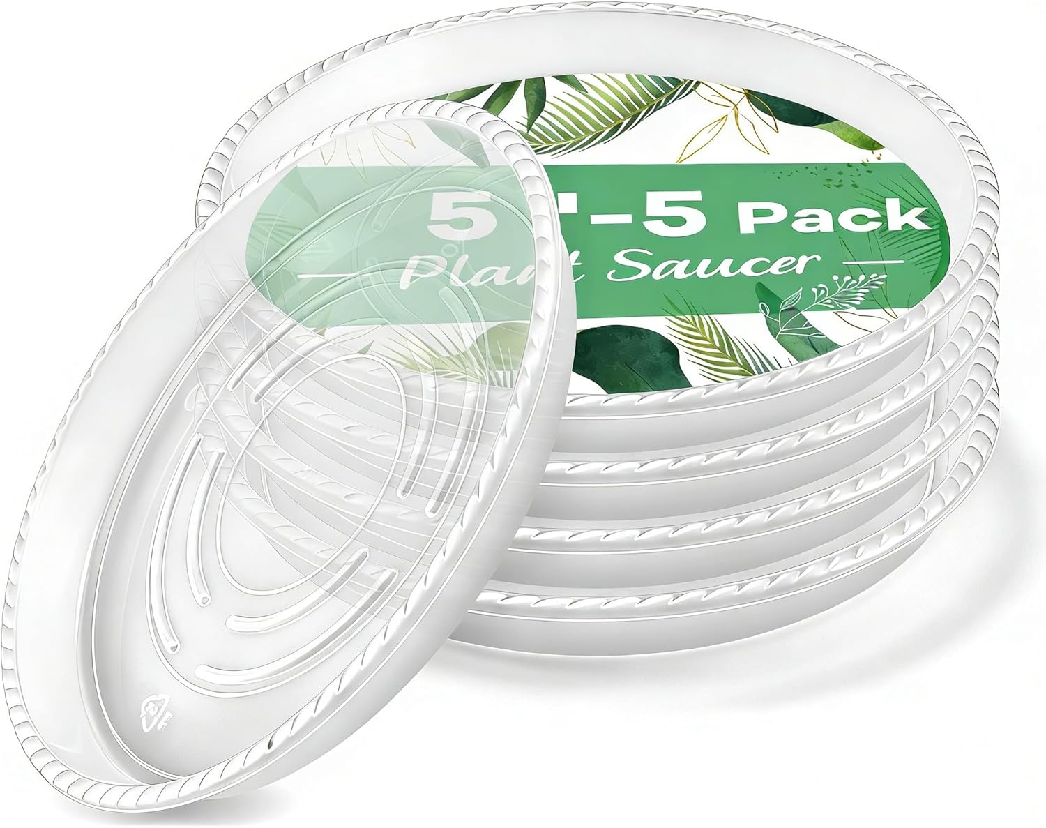 5 Pack 15 Inch Clear Plant Saucers, 5 7 9 11 13 15 Inch Plastic Plant Trays for Flower Pots Plant Drip Water Catcher Tray Indoors Outdoor (15 Inch)