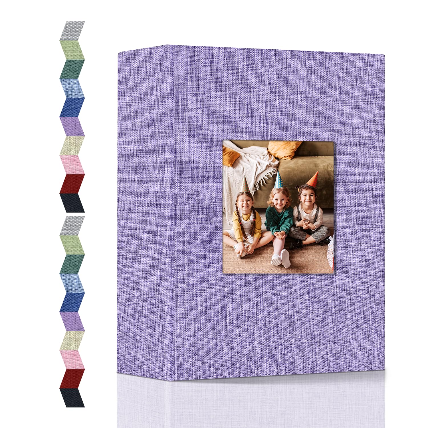 Popotop 6x4 Photo Album 100 Pockets, Linen Cover with Display Window, Slip in Picture Album for Wedding, Family Memories, Baby, Anniversary & Vacation Keepsakes, Large Capacity Photobook Purple