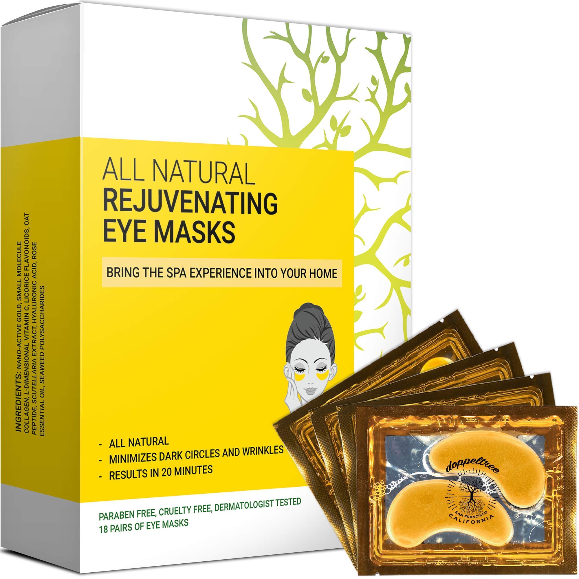 Under Eye Patches & Masks (18 Pairs) All Natural Anti Aging Treatment