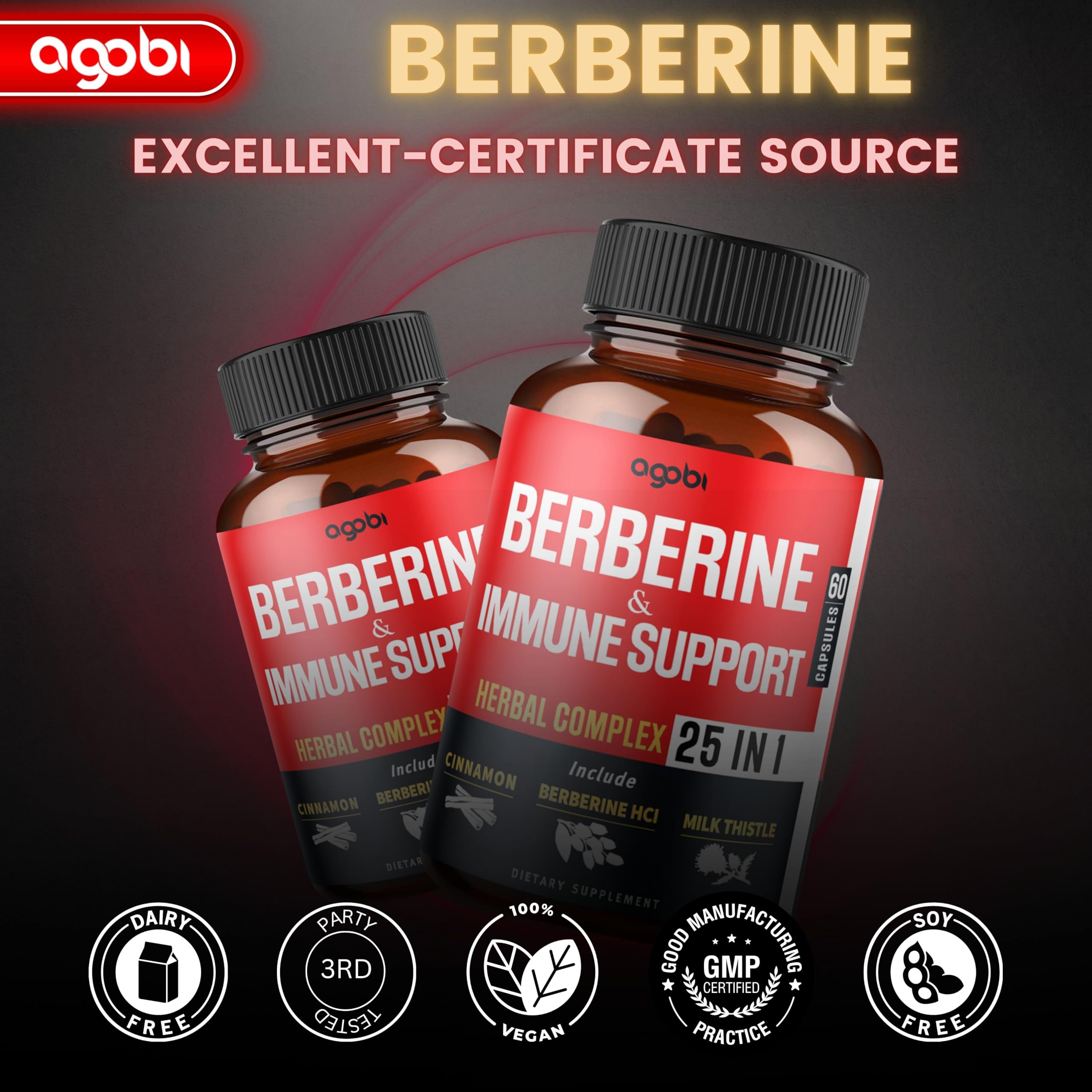 Premium Berberine Supplement with Ceylon, Ashwagandha, Turmeric, Milk Thistle, Elderberry & Black Pepper - Supports Defense System, Cardiovascular & Gastrointestinal - 60 Capsules — Amazon image 6