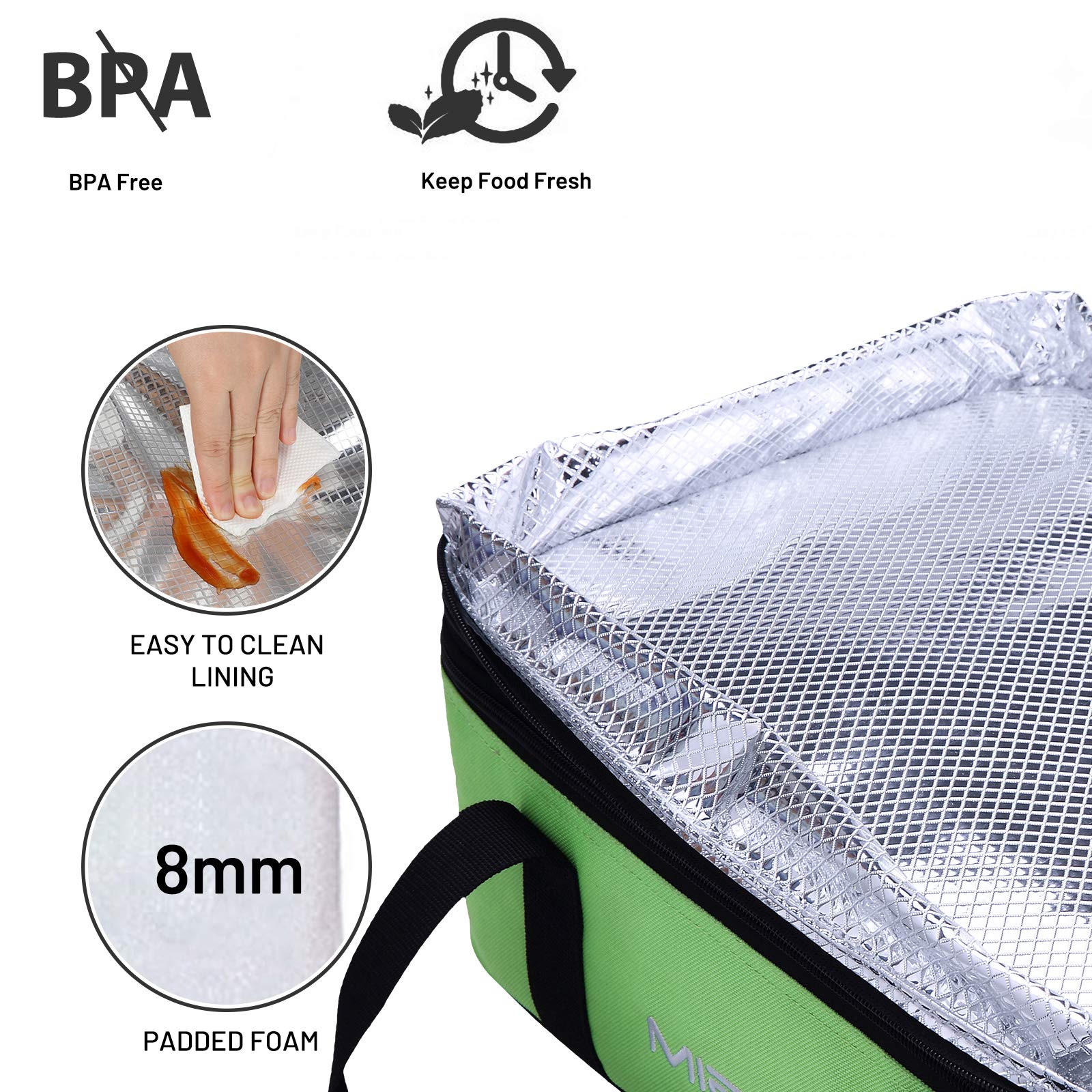 Mier isolato double Casserole Carrier borsa termica isolante per Potluck feste, picnic, spiaggia – Fits 22,9 x 33 cm casseruola, espandibile X-Large Lyndee