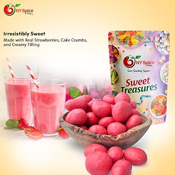 NY SPICE SHOP Pastel Strawberries Candies Gummy Sweet Fruit Candy All-Natural Delicious Snacks (1 Pound)