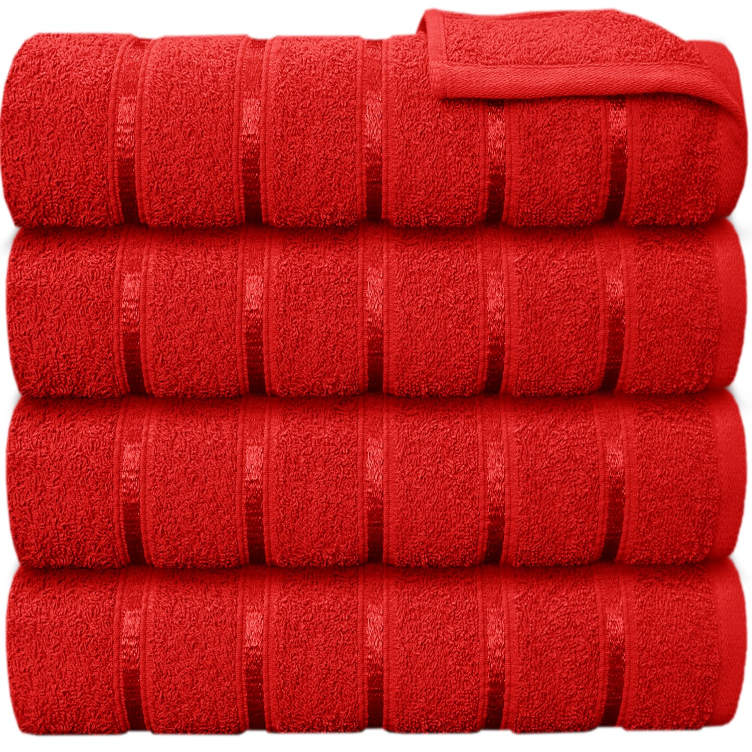 ZZZMRH Towels Premium Extra Large Bath Sheets Pack of 4, 100% Egyptian Cotton Bath Towels Set Highly Absorbent – Quick Dry Super Soft Hotel Quality Bathroom Towels, Red
