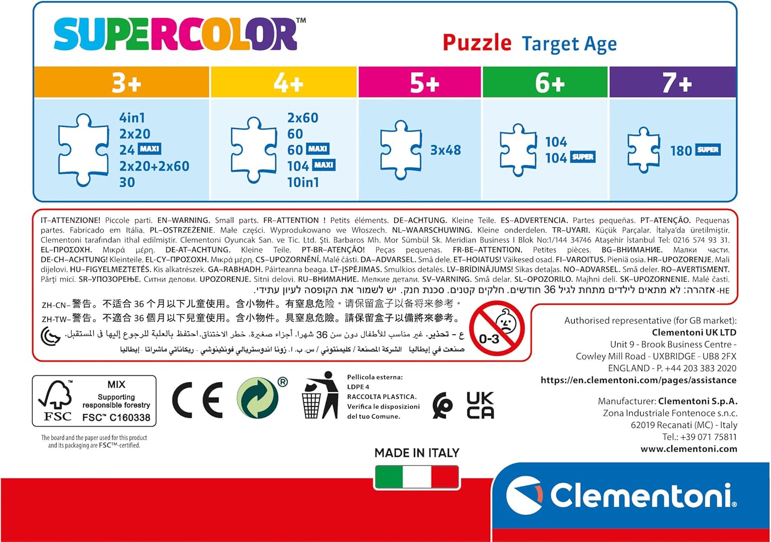 Clementoni - Disney Classics Supercolor Classics-60 Pieces Children 4 Years, Cartoons, Puzzles, Made in Italy, Multicoloured, 26594