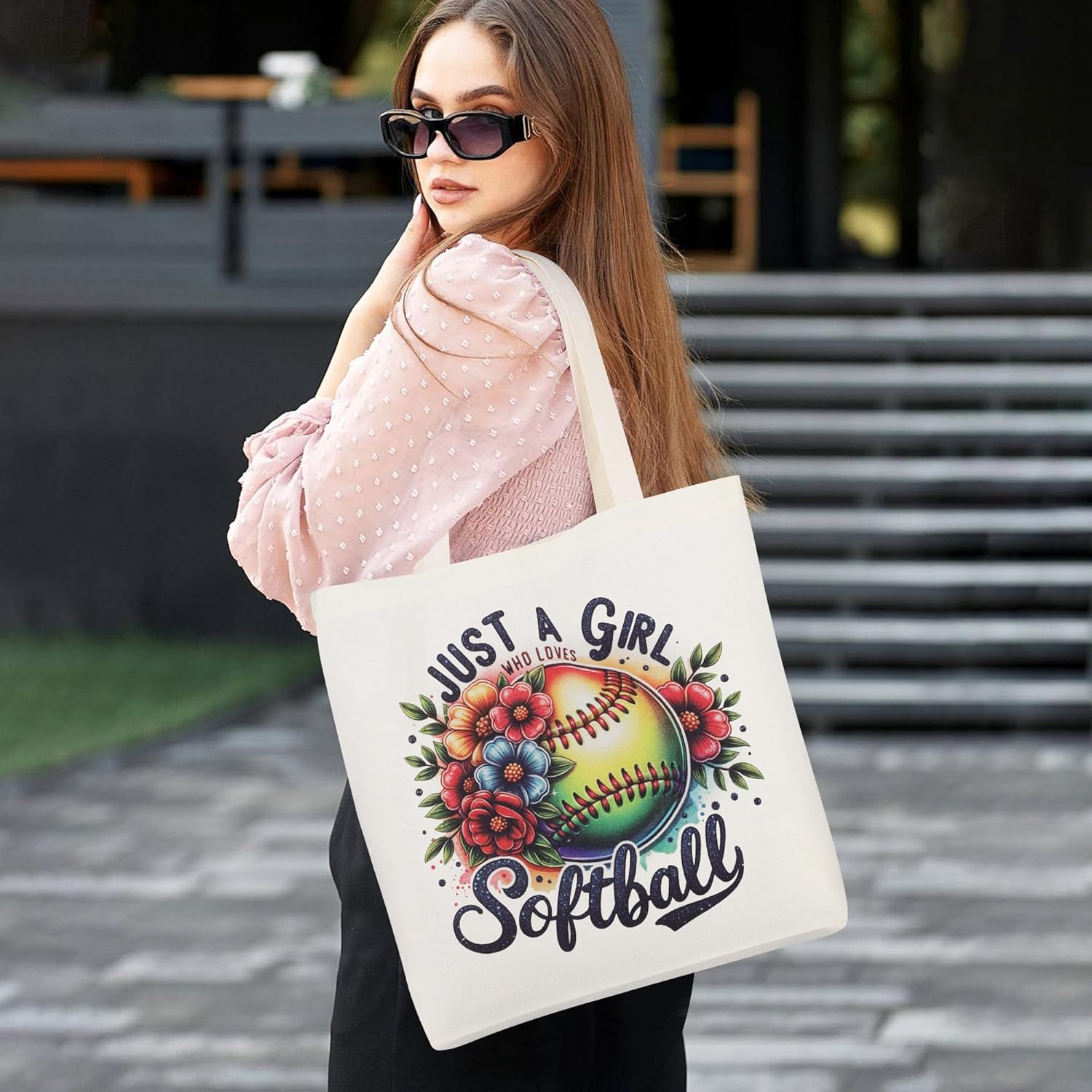 JoycuFF Softball Gifts for Girls Softball Stuff for Teen Girls with Glass Cup Makeup Bag Canvas Bag Necklace Hair Scrunchies Stickers Sport Accessories Birthday Gifts for Team Player - Image 7