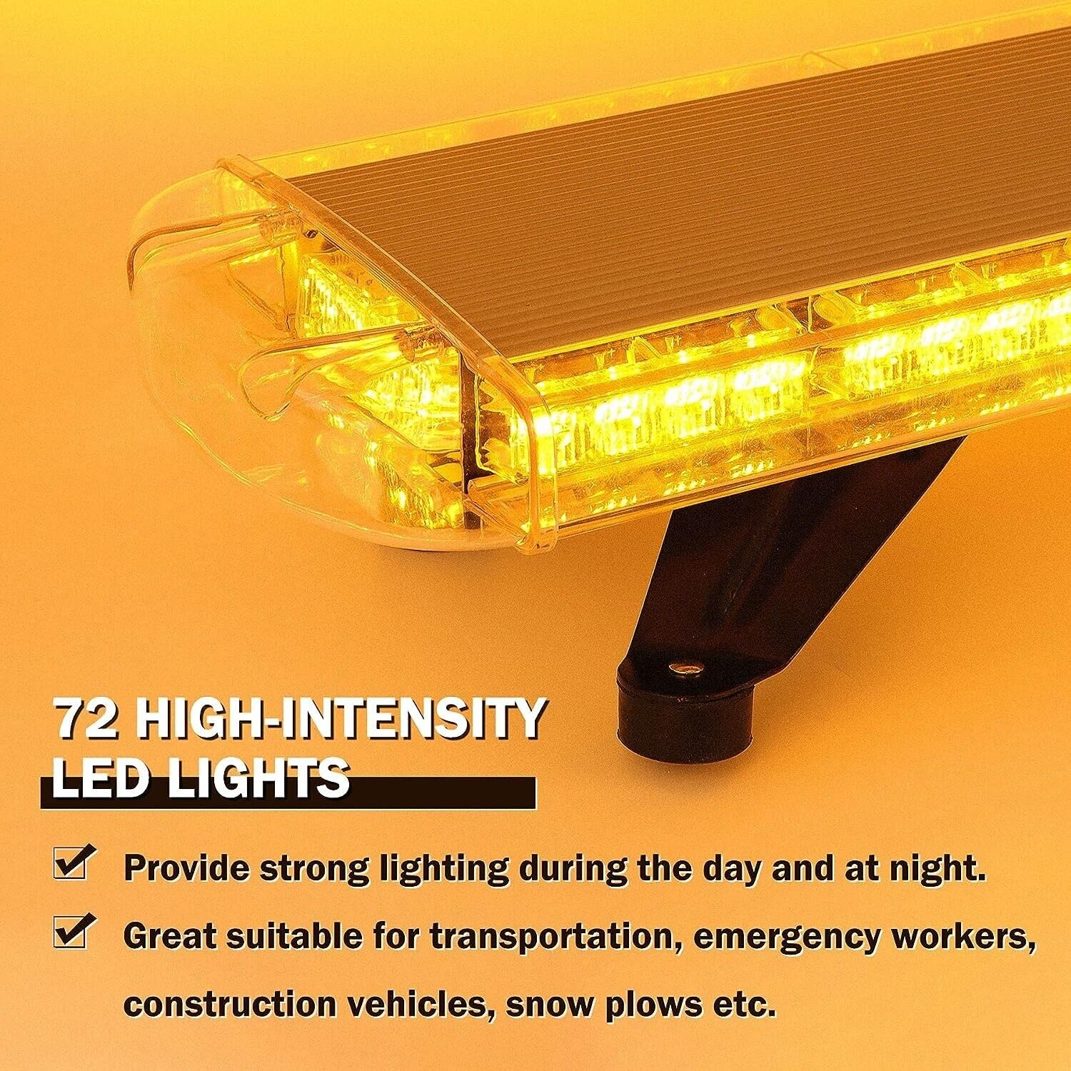72 LED Barra Luminosa Stroboscopica di Emergenza Luce di Аvvertimento Per Tetto Auto 15 Modalità di Lampeggiamento Impermeabile con Accendisigari da 4,3 m 12V 24V