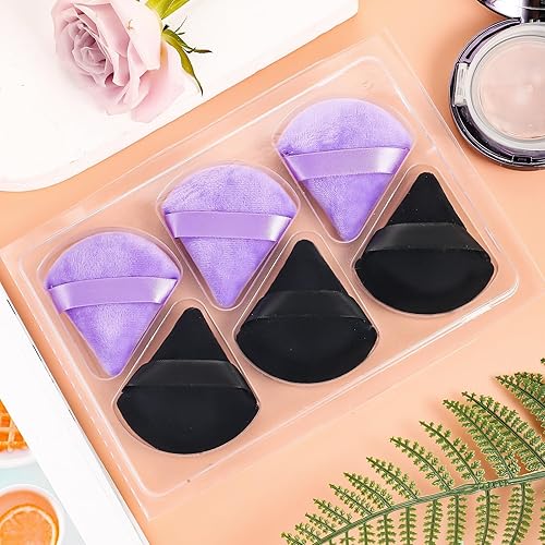 Miniatura 30 de 6 esponjas de maquillaje triangulares, esponja de maquillaje suave, para polvo facial, base cosmética, herramienta de maquillaje, relleno