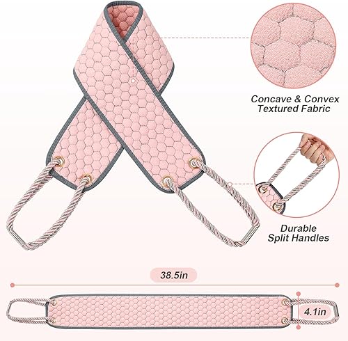 Miniatura 9 de Exfoliante de espalda para ducha, paño de doble cara ampliada con asas para uso en la ducha, herramienta de baño exfoliante corporal de 39 pulgadas
