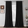 Black Linen Curtains 96 Inches Long 2 Panel Sets Room Darkening Curtains & Drapes Thermal Insulated Textured Black Out Curtain Rod Pocket Back Tab for Living Dining Room Bedroom Nursery Farmhouse