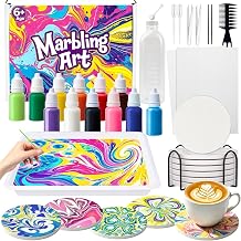 Marbling Kit for Kids,Water Marble Painting Kit Kids,Water ArtCoaster Set