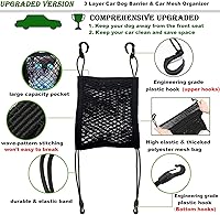 Vista 5 de DYKESON Barrera de red para perros con organizador de malla de seguridad automática, bolsa de almacenamiento elástica universal para automóviles