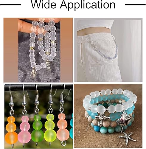 Miniatura 4 de Kissity - Cuentas de cristal de imitación de jade de 0.315 pulgadas, pintadas y horneadas, cuentas para fabricarse joyas, 15 colores esmerilados de