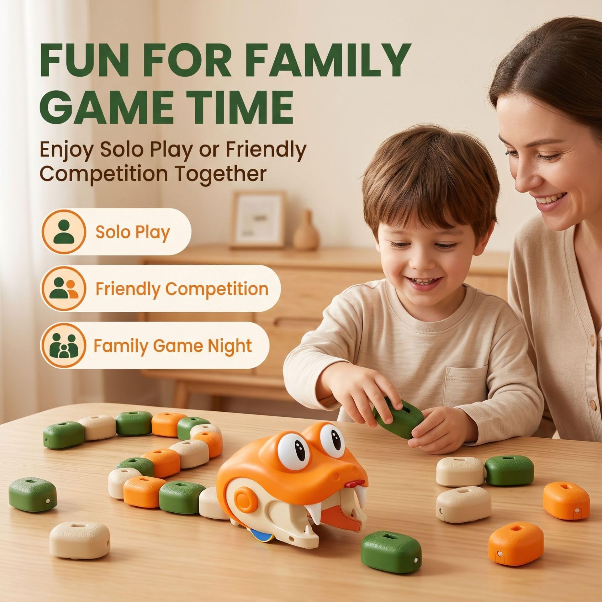 Magnetic Snake Game Eating Itself, Remote Control Snake Game con Sonido y Luces, Juego Competitivo Padres-Hijos, Carrera Interactiva Infantil (Verde)