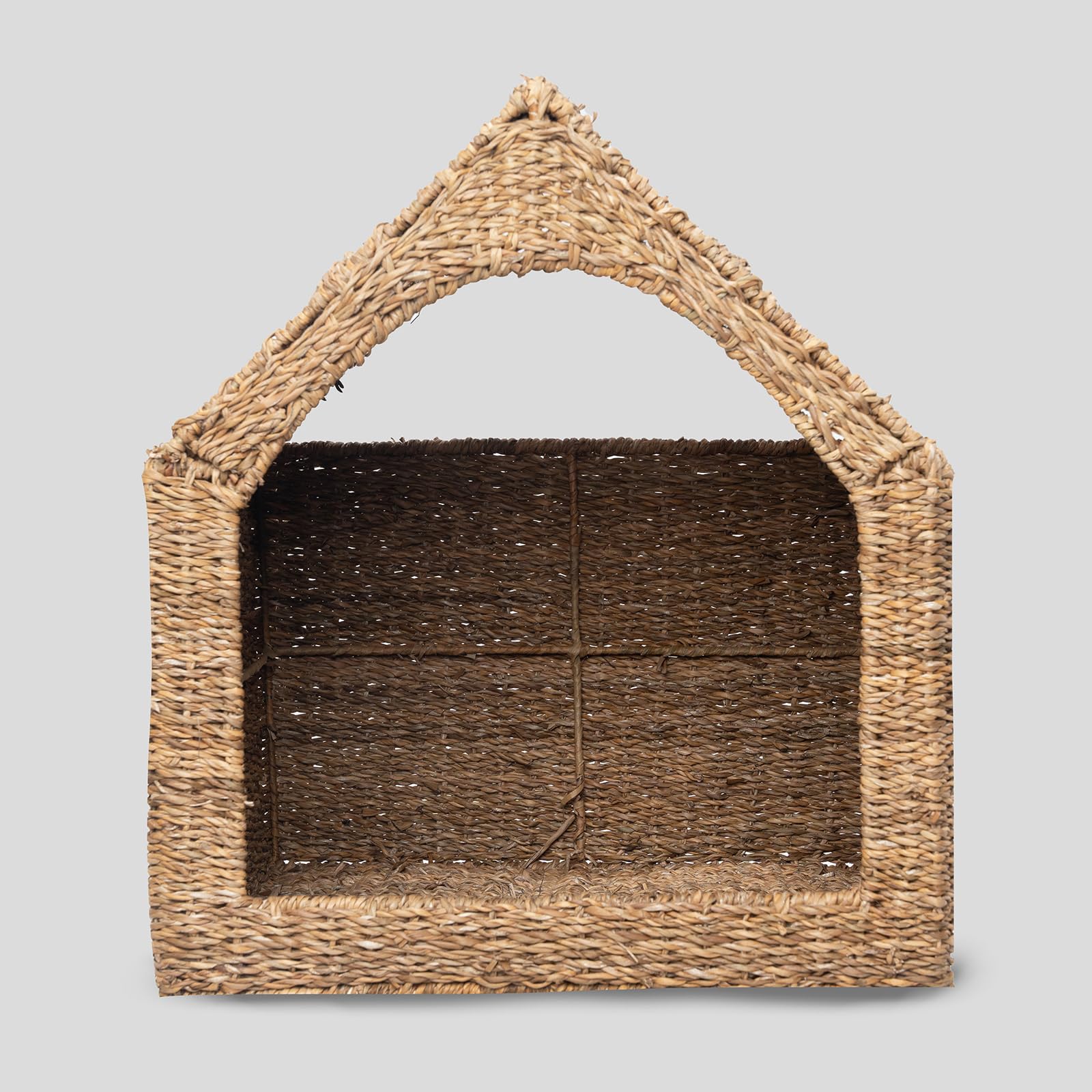 Handcrafted Seagrass Dog House – Cozy & Durable Comfort (Natural, L). [ NO Cushion]