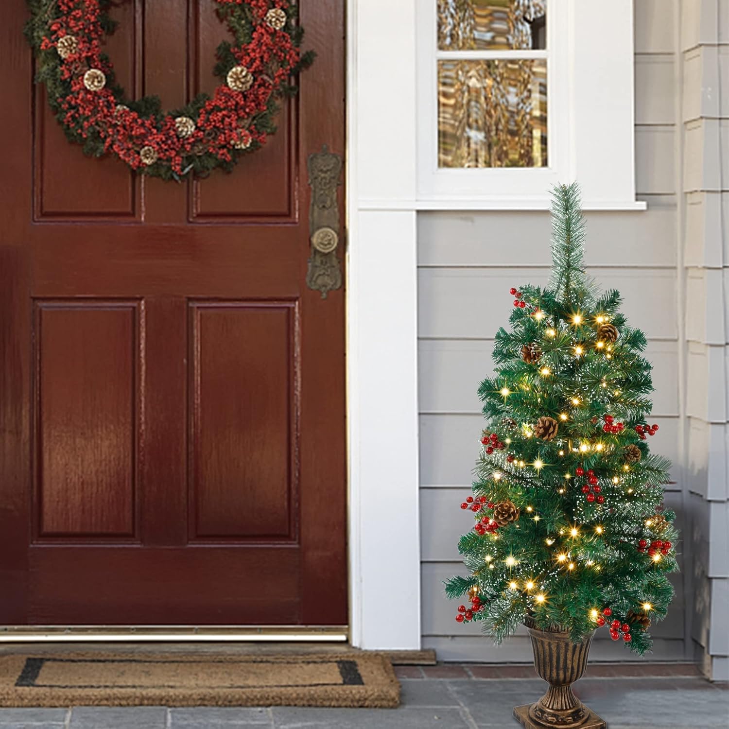 Buy Juegoal 3 FT Christmas Tree, PreLit Crestwood Spruce Entrance Tree