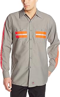 Red Kap Men's Industrial 2 Piece Lined Collar Work Shirt, 34 x 38