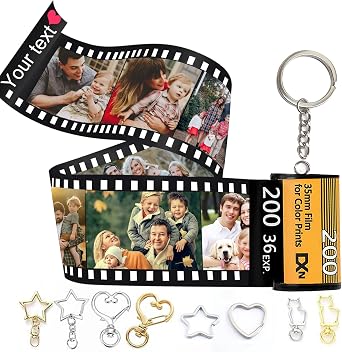 Film Roll Custom Keychain With Picture - Personalized Camera Keychain With Photo Reel Album Gift