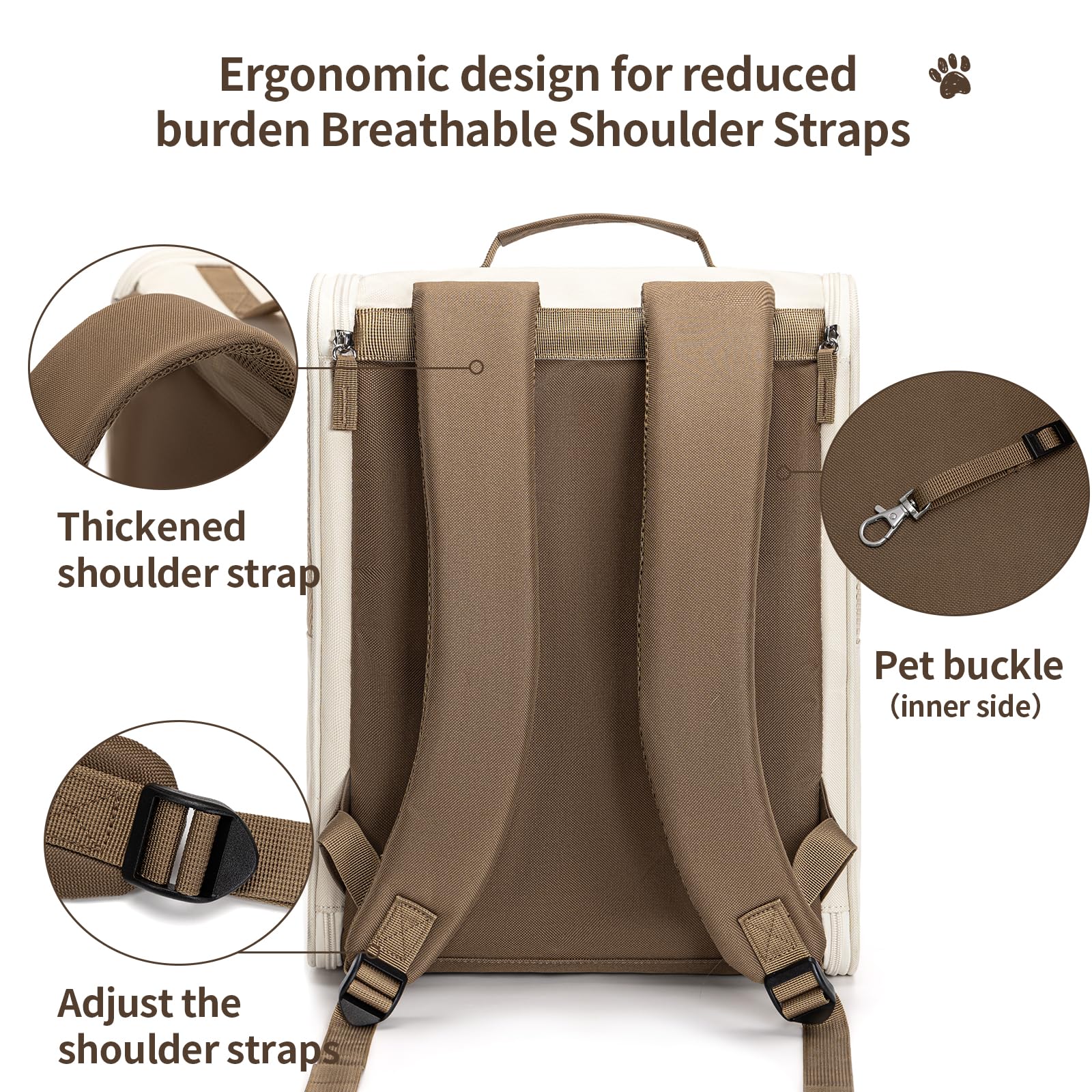 Wakytu HundeRucksack und KatzenRucksack für Kleine Haustiere，600D verschleißfestes Oxford-Gewebe, Hundetragetasche, Katzenrucksack, geeignet für Reisen （2-7kg）