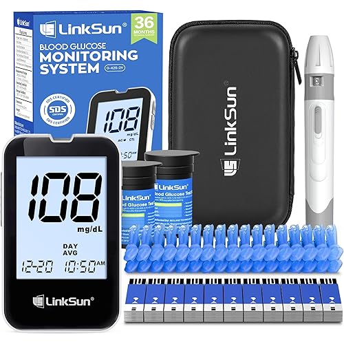 G-425-2V Blood Glucose Monitor Kit, 100 Test Strips, 100 Lancets, 1 Blood Sugar Monitor, 1 Lancing Device, Diabetes Testing Kit No Coding, Glucometer Large Display, Glucose Meter for Home Use