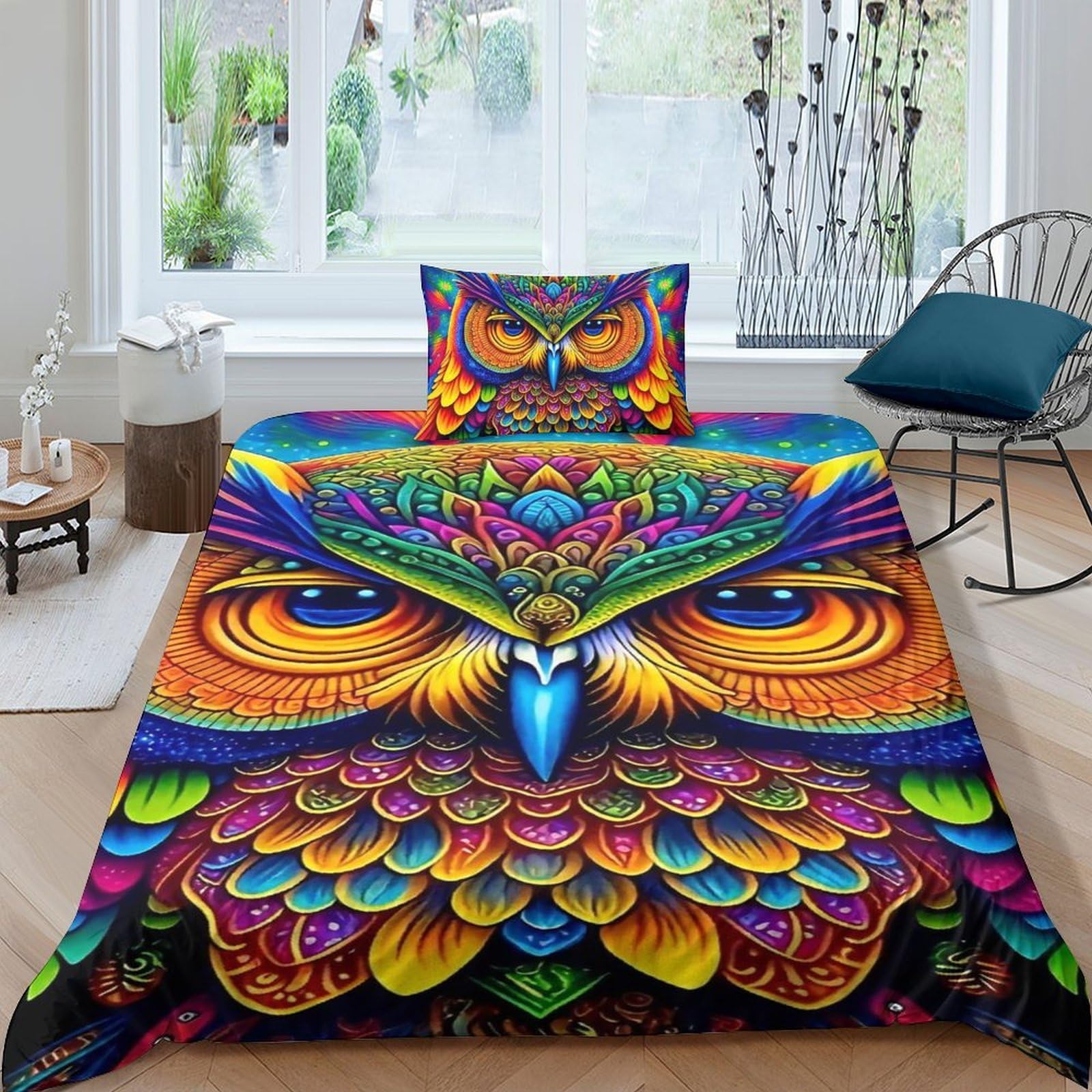 Housse de couette chat 3D 135x200cm pour chambre d'enfant avec taie d'oreiller