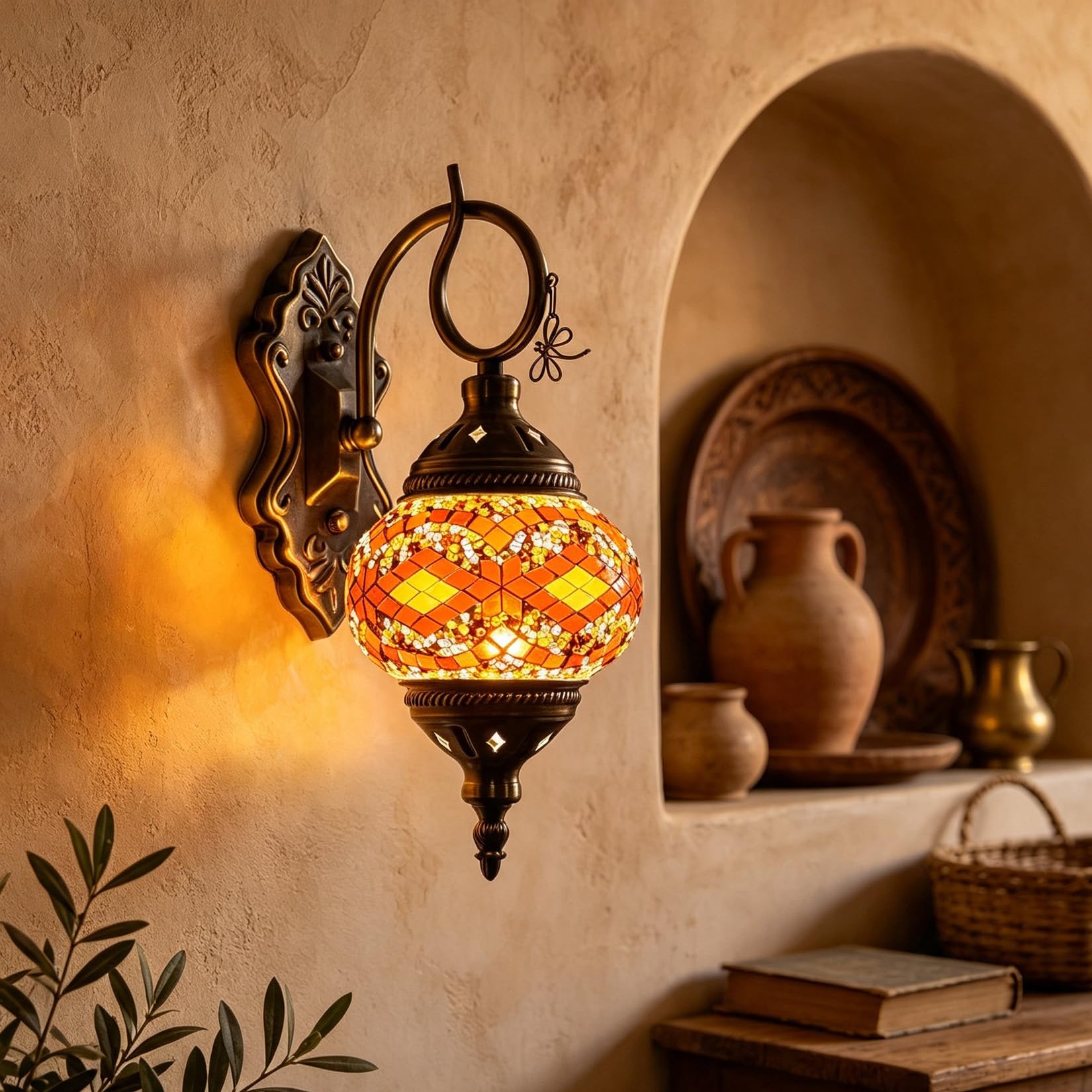 Yjmgrowing Turkish Moroccan Wall Sconce Lamp Light Mosaic Glass Wall Lamp