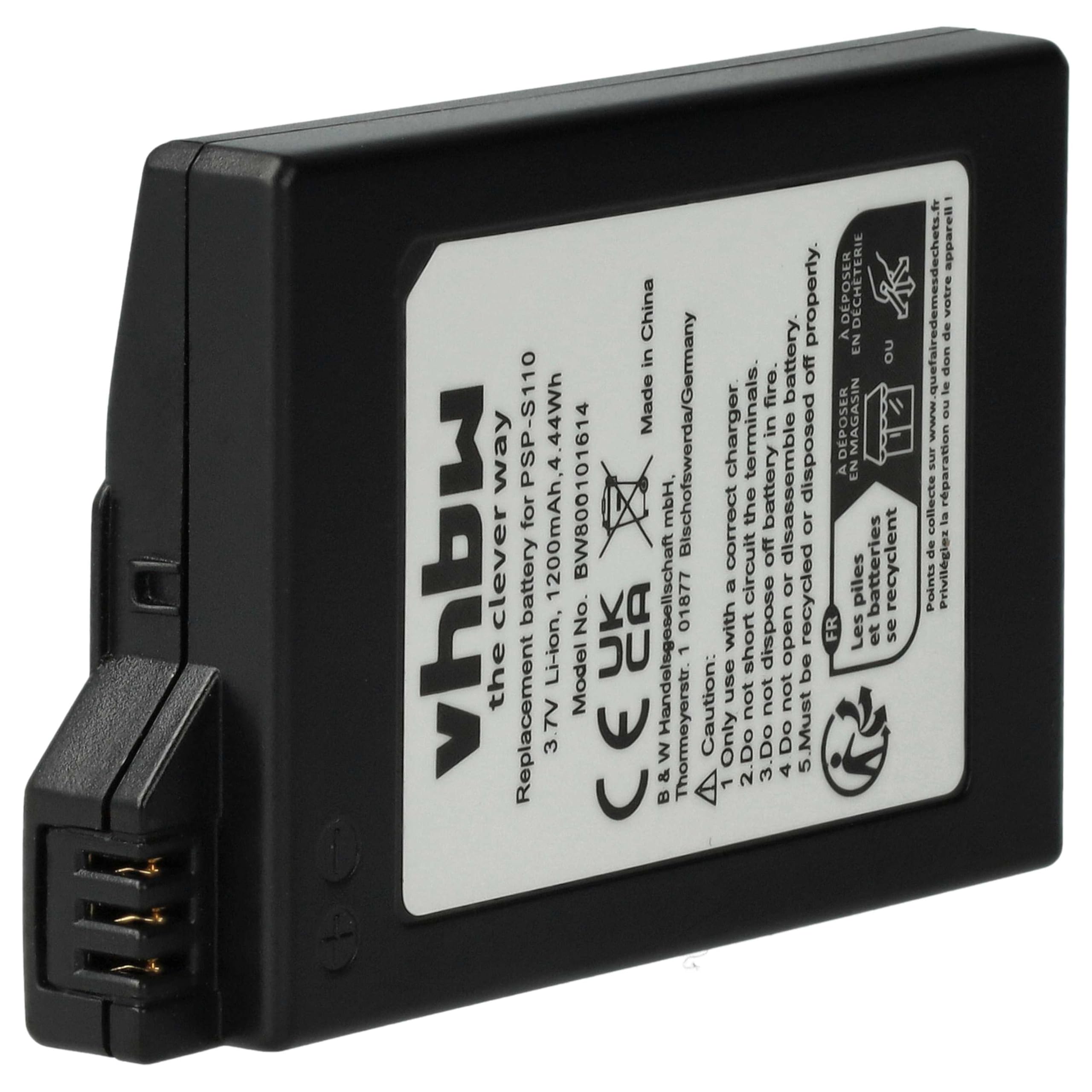 vhbw Batería Compatible con Sony PlayStation Portable 2ª generación Slim & Lite PSP-2000 PSP-2004, Brite PSP-3000 PSP-3004 (1200 mAh, 3,7 V, Li-Ion)
