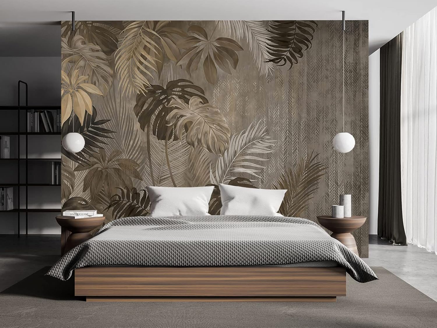 Cliouar-Turtle Backed Bamboo Plantain Leaf Plant Wall Mural Wallpaper for Bedroom Living Room 158" x 110" (Not Self Adhesive) Murals-39 158" x 110"