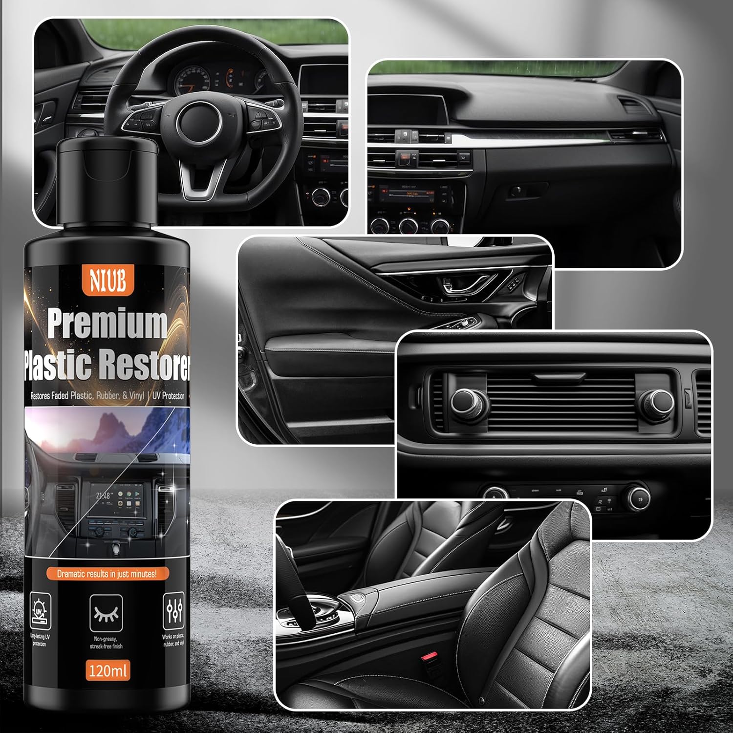 120ml Indoor Safe Trim Restorer, Plastic Restorer for Cars, Car Plastic Restorer, Black Plastic Restorer, Fast-Drying, Waterproof, Long-Lasting Shine & Protection,Indoor Plastic Surfaces Use Only - Image 7