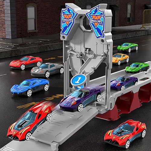 Miniatura 5 de Juguetes de camiones de 78 pulgadas para niños de 1-3, 2, 4, 3-5, 4-7 años, camiones de transporte con 24 piezas de autos fundidos a presión,