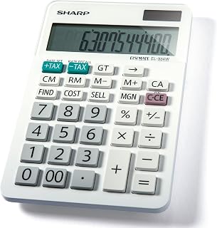 Sharp 12-Digit Dual Power Business Calculator, Extra-Large Fixed LCD Display, White Desktop Business Calculator, 6.6 x 4.4 Inches (EL-334WB)