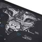 CSL-Computer Titanwolf Tapis de souris XXL Speed Gaming – 900 x 400 mm – XXL – Sous-main de table grande taille – Améliore la précision et la vitesse – Antidérapant – Carte du monde Motif tête de loup - 3