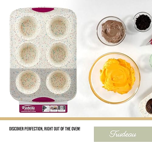 Miniatura 7 de Trudeau Structure White Confetti - Molde para magdalenas jumbo de 6 tazas  Utensilios de silicona reforzada con acero de primera calidad,