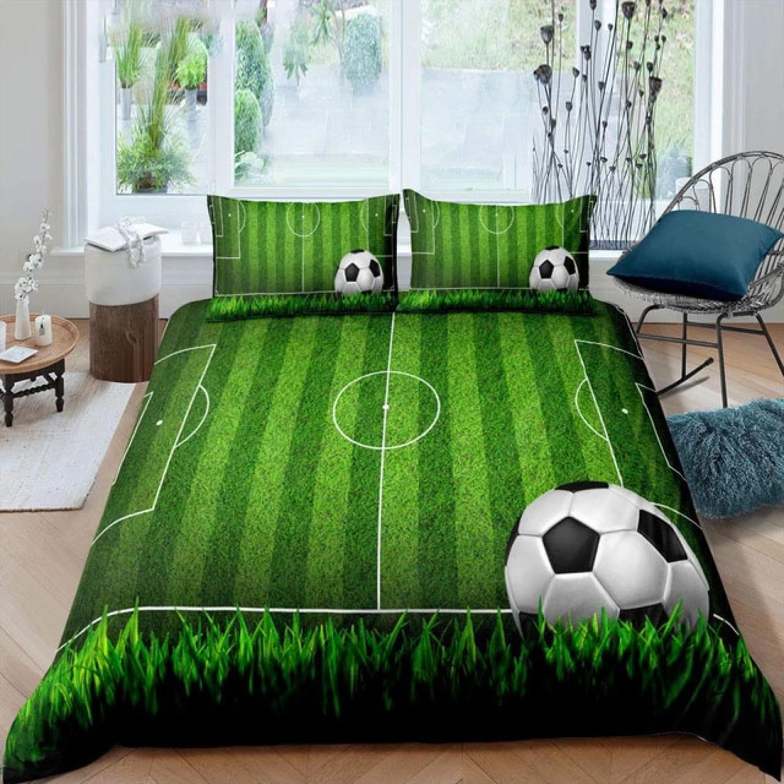 Parure de lit football avec housse de couette 220x260 cm et taies