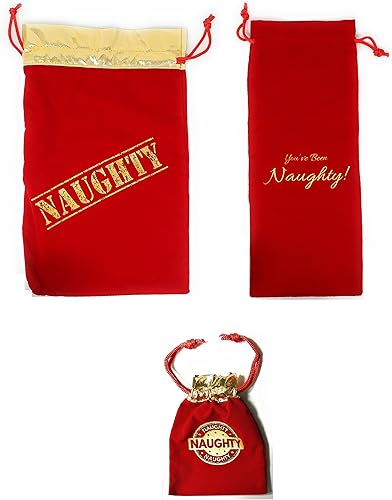 K-Kraft Bolsas de regalo de terciopelo de Navidad, bolsas de regalo traviesas o agradables, 3 regalos o recuerdos reutilizables para fiestas de