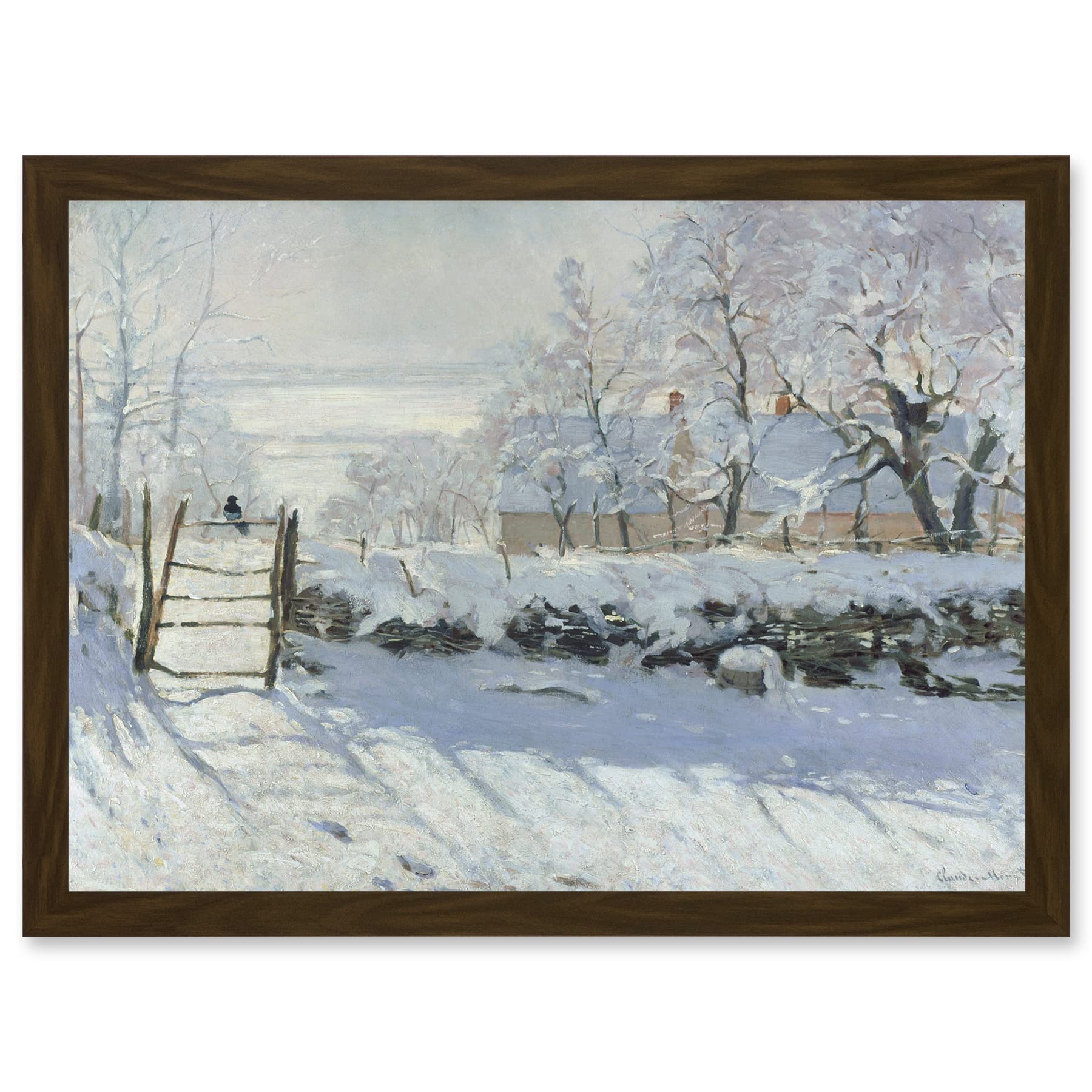 Artery8 Claude Monet Magpie Old Master Art A4 Artwork Framed Wall Art Print