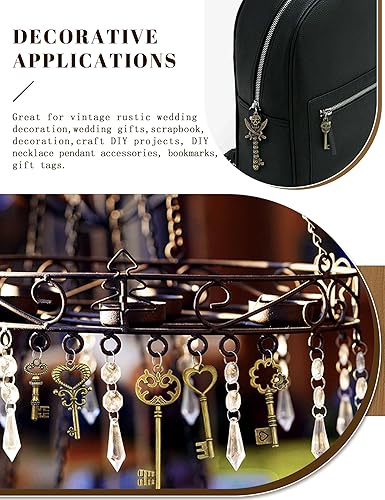 Miniatura 6 de JIALEEY Vintage Skeleton Keys, Wholesale Bulk Lots Mixed Set of 100 Antique Bronze Brass Skeleton Castle Dungeon Pirate Keys, 10.5oz/300g 100 LLAVES