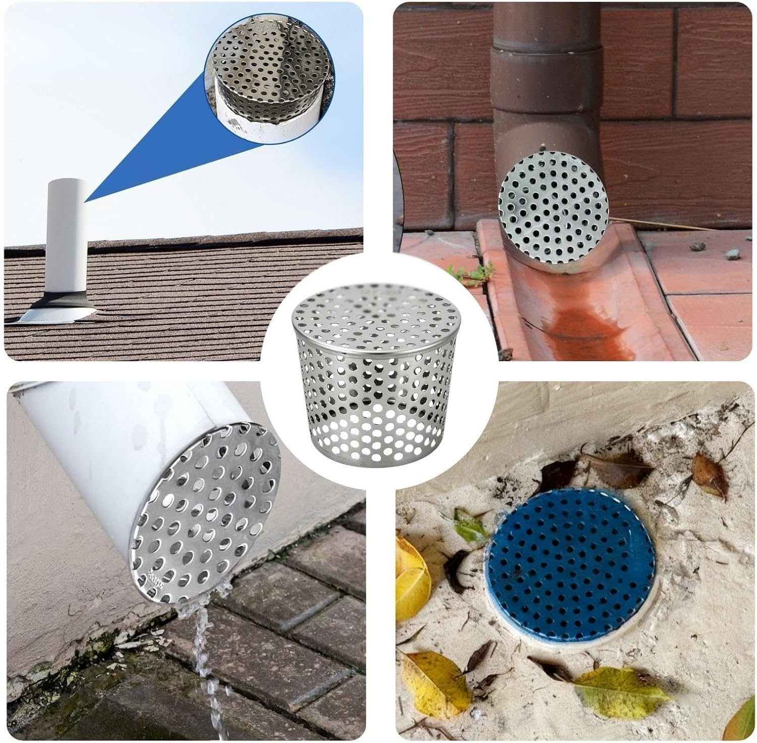 Poröser, kegelförmiger Kappenfilter für Dachrinnen – ideal für Dachlüfter, Abgasrohre, Terrassen und Balkone, verhindert das Eindringen von Staub.