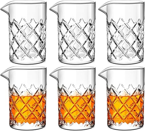 Vista 8 de Dandat Vaso mezclador de cristal para mezclar cócteles, parte inferior gruesa, sin costuras, para el hogar, barman, bar, whisky, martini, accesorios