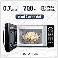 Vista 2 de Nostalgia Retro Microwave Oven - 0.7 Cu Ft, 700-Watt Countertop Size with Glass Turntable, Child Safety Lock, 8 Auto-Cook Programs, Digital Clock
