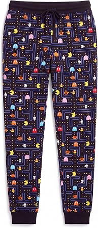 Pac-Man Pajama Pants for Men, Cotton Halloween Pacman Pajamas, Jogger Pj Pants for Men, S