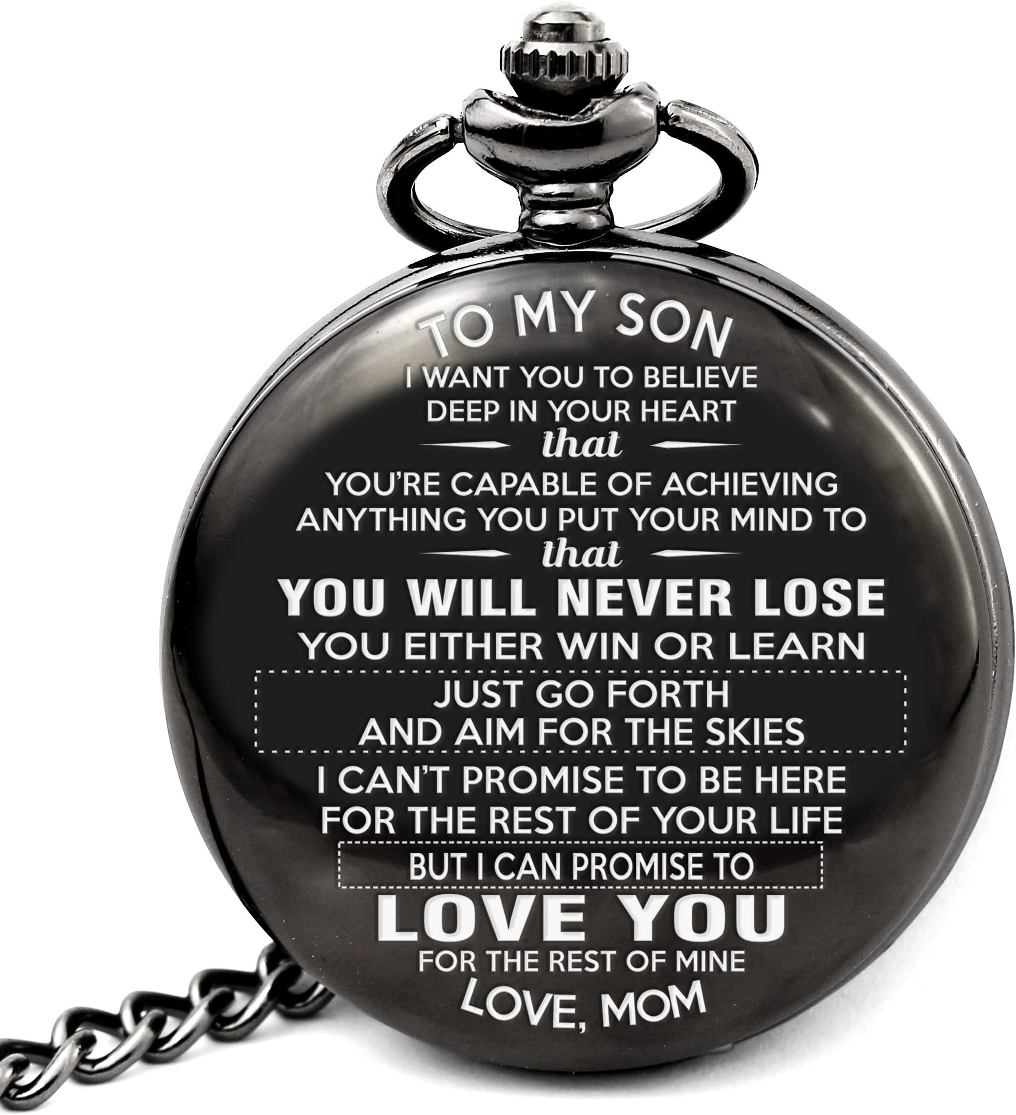 New Version Pocket Watch Gift for Son"To My Son - Love Mom" From Mother to Son Gifts From Mother
